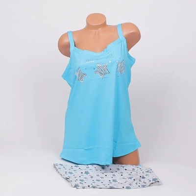 Макси пижама в светлосиньо и сиво със звезди