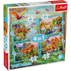 Trefl Пъзел Trefl 4 в 1 - Динозаври (34609) - baby