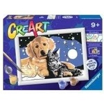 Cre Art for children: Dog with kitten night