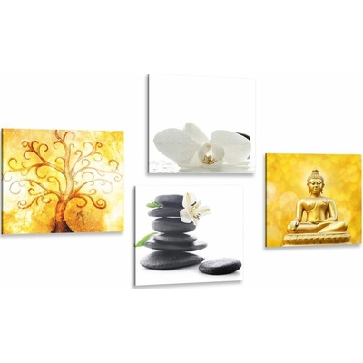 Set obrazov Feng Shui v bielo-žltom prevedení