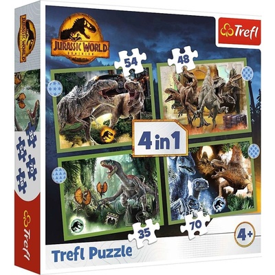 Trefl 4v1 Jurassic World hrozní dinosauři 34607 35 48 54 70 dílků