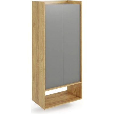 Halmar Mobius regál 2D, hikora přírodní / šedá