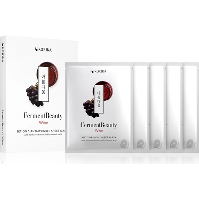 KORIKA FermentBeauty Wine Súprava anti-aging plátienkových masiek 5 x 20 g