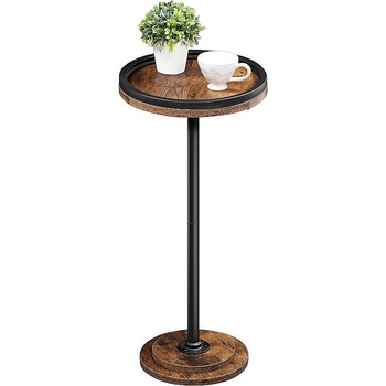 Image 1 of Hoobro Кръгла помощна масичка кафяво рустик / черно