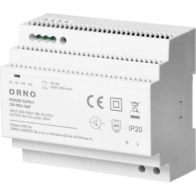 ORNO Zdroj 24V 150W na DIN lištu O-OR-PSU-1667