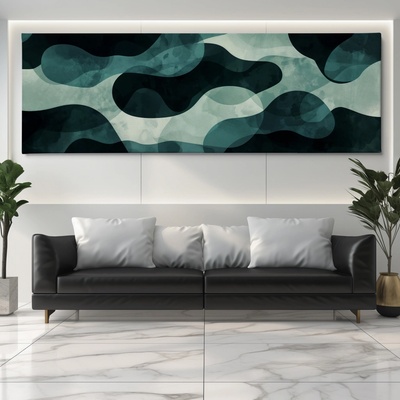 Obraz na plátně - Temné smaragdové skvrny FeelHappy.cz Velikost obrazu (šířka x výška): 90 x 30 cm