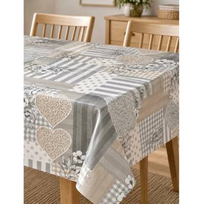 Obrus PVC MIS420, metráž, 20 m x 140 cm, patchworkový motív so srdiečkami, IMPOL TRADE