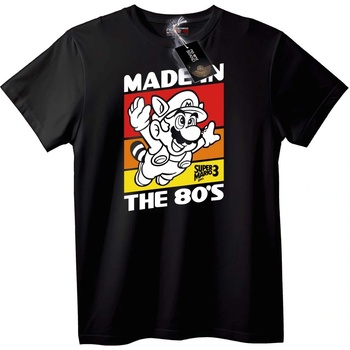 NOONEBRAND Тениска Super Mario 3 Създаден през 80-те - S, Black