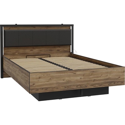 FORTE Двуспално легло с място за съхранение OREN 140x200 см кафяво/черно (FR0057)