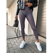 Eshopat Dámské vroubkované legíny s vysokým pasem Dark Grey