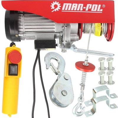 MAR-POL Лебедка въжена електрическа, mar-pol m80791, 1300w, 400/800 кг, 12 м (m80791)