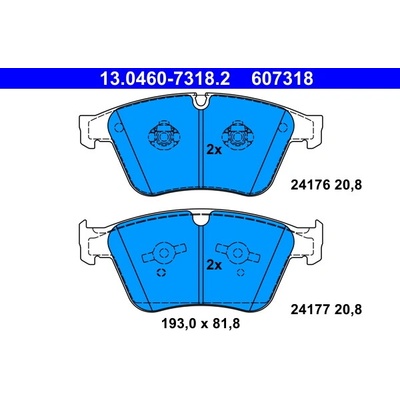 Sada brzdových platničiek, vždy 4 kusy v sade ATE 13.0460-7318.2 (13046073182)