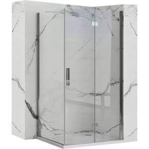 Rea Правоъгълна душ кабина със сгъваема врата Rea Molier 80x90 хром (5902557357314+5902557357383)