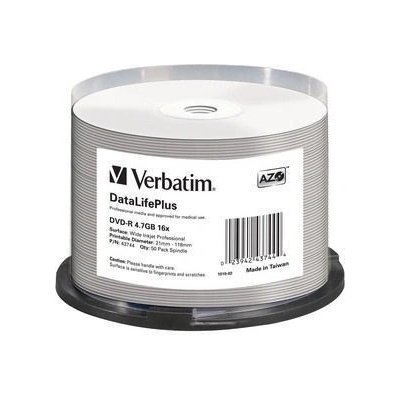 DVD-R(50-Pack)Spindle/Printable/16x/4.7GB/WIDE PRINTABLE SURFACE NON-ID (43744)