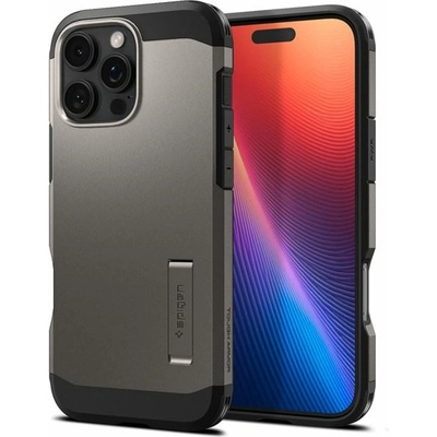 Spigen Калъф за Apple iPhone 16 Pro Max, хибриден (термополиуретан и поликарбонат), Spigen Tough Armor MagSafe, удароустойчив, сив (ACS08012)