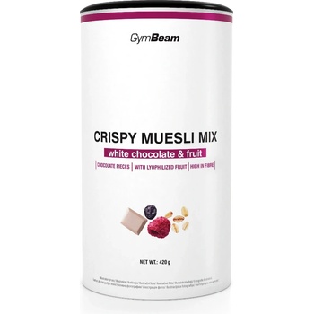 GymBeam Crispy Muesli Mix 420 g плодове с бял шоколад