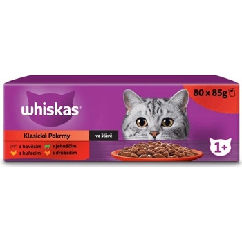 Whiskas klasický výběr ve šťávě pro dospělé kočky 80 x 85 g