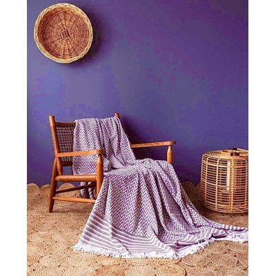 TiaHome Tkaná bavlna deka Exclusive Lara fialová 150x200