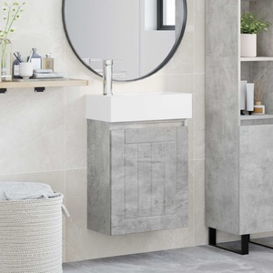 vidaXL Мивка за баня със смесител Бетонно сиво 45, 5 x 25, 5 x 84 см (889484)
