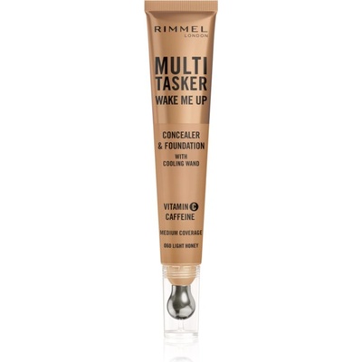 Rimmel Multi-Tasker Wake Me Up грим и коректор за озаряване на лицето цвят 60 Light Honey 20ml