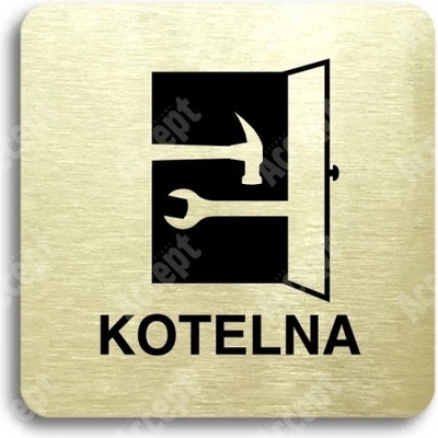 ACCEPT Piktogram kotelna - zlatá tabulka - černý tisk bez rámečku