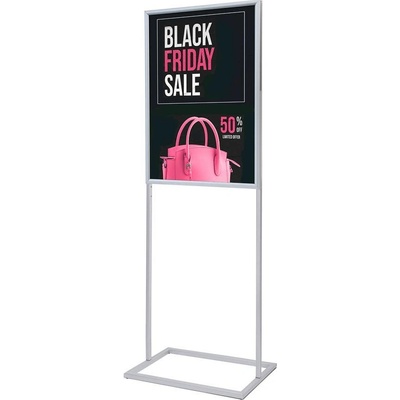 Jansen Display Plakátový stojan Decor s klaprámem A1, stříbrný