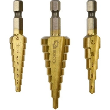 Viacstupňový vrták 1/4" Hex (3-12,4-12,4-20mm) 3ks - GEKO G38570