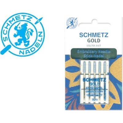 Jehly zlaté vyšívací Schmetz 130/705 H-ET VMS 75 GOLD EMBROIDERY
