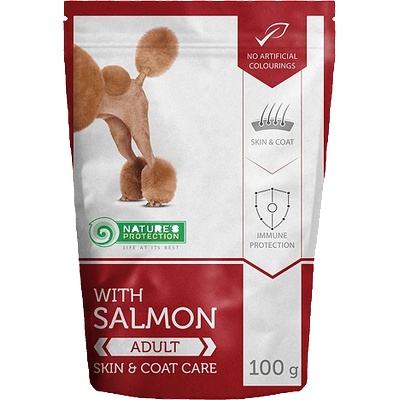 Nature's Protection ADULT With Salmon - Skin & Coat Care - ПАУЧ СЪС СЬОМГА ЗА ИЗРАСНАЛИ КУЧЕТА - ЗА ПОДДЪРЖАНЕ НА ЗДРАВА КОЖА И ПЕРФЕКТНА КОЗИНА - 100 гр