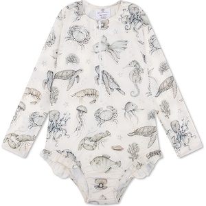 Swim Essentials детски цял бански с къдрички дълъг ръкав и UV защита UPF50+ - „Sea Life (SWE-2024SE1610)