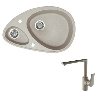 Tedan XGranit XElipse бежова и Смесител ELEGANT бежов (113012 + 444)