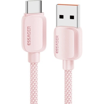 Essager ES-X46 opletený nabíjací a dátový USB-A na USB-C 1m růžový