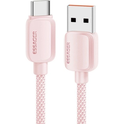 Essager ES-X46 opletený nabíjací a dátový USB-A na USB-C 1m růžový