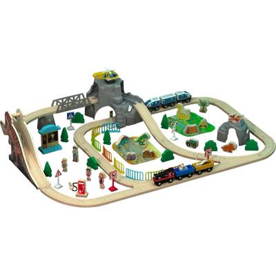 Smart Baby Дървено влакче с релси Smart Baby - Джурасик парк, 90 части (ACT77)