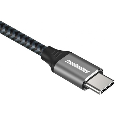 PremiumCord ku31cr15 USB-C ( USB 3.2 GEN 2, 3A, 60W, 20Gbit/s ) bavlněný oplet, 1,5m