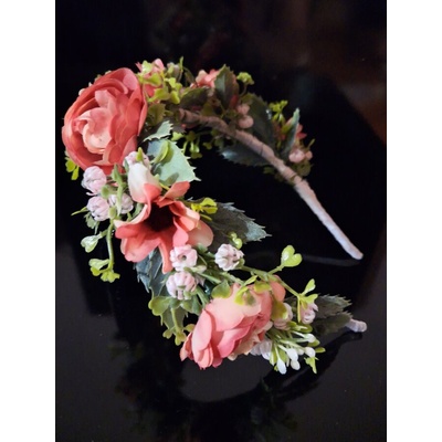 Radi handmade Диадема с коралови рози и маргаритки (999)