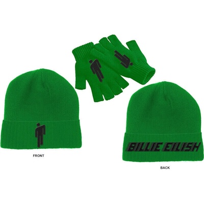 Billie Eilish beanie Hat & Glove Set green