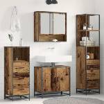 vidaXL Комплект мебели за баня 4 бр. Старо дърво 65 x 33 x 60 см (3402509)