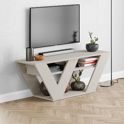 TopMebel Меламинов телевизионен стойка Pipralla в пясъчен цвят 110x30x40см