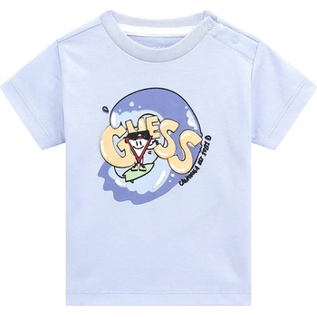 Image 1 of GUESS Бледо синя тениска със забавна апликация и надпис Guess за бебе момче