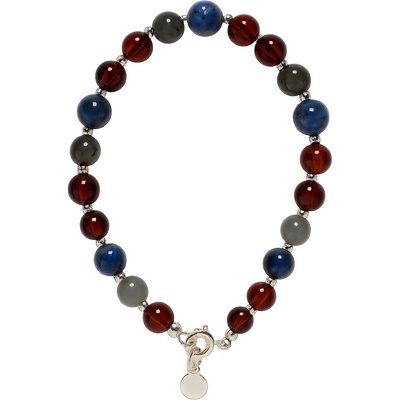 Jantario Korálkový náramok s koňakovým jantárom, labradoritom a lapis lazuli 105068