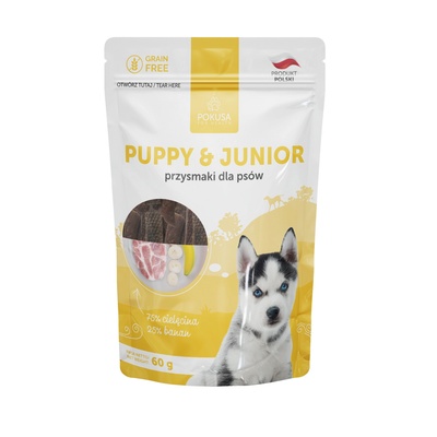 Pokusa for Health POKUSA NATURAL SNACKS - телешко и банан за подрастващи кучета 60гр (PokusaForHealth)