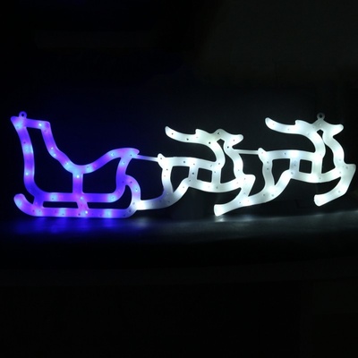 eCa Vánoční LED Sáně se soby 61 x 19 cm IP20 bílo-modré