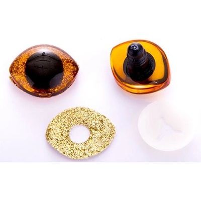 Očička 3D glitrová 28,5 x 23,5 mm, jantar-zlatá 2 ks