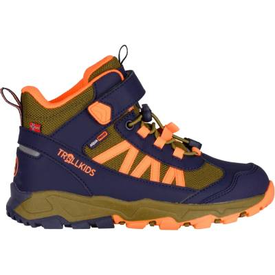 Trollkids Детски туристически обувки Trollkids Kid's Tronfjell Hiker Mid Walking boots - Spruce Green / Navy / Vivid Orange - размер 32 (EU) (702-2416-2015)