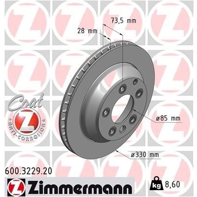 Brzdový kotúč (cena za 1ks) ZIMMERMANN 600.3229.20