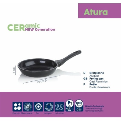 Pánev s keramickým povrchem 20 cm ATURA černá KL-15163