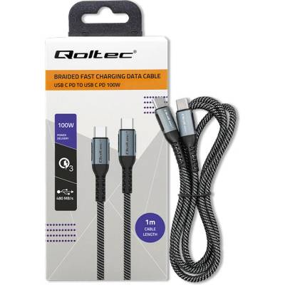 Qoltec 52357 USB 20, USB C vidlice,z obou stran, 1m, černo-bílý