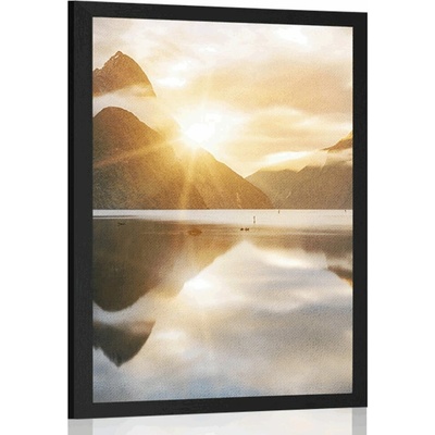 Plakát krásný východ slunce na Novém Zélandu - 20x30 black