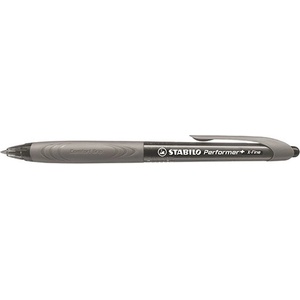 STABILO Химикалка, 0, 35 мм, с бутон, сив корпус, STABILO "Performer+", черна 328/3-46 (328/3-46)